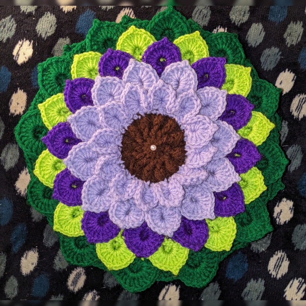 Giant Purple Sunflower Crochet Handcrafted